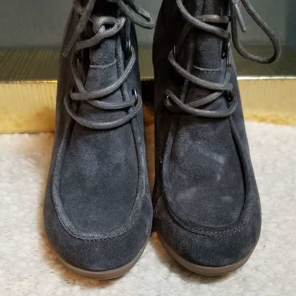 BJORNDALE Dark Gray Lace up Heeled boots 8 - Picture 2 of 5